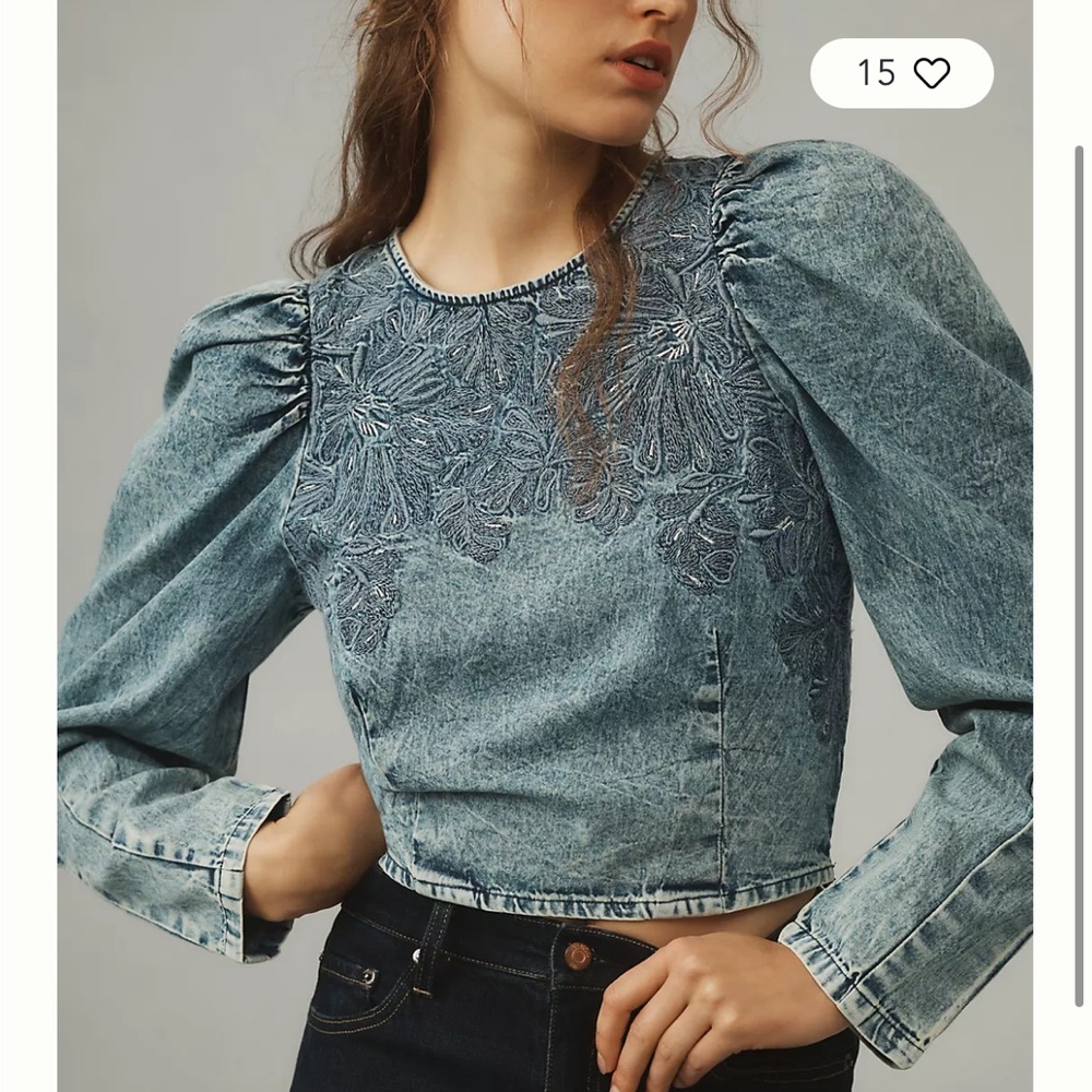 Anthropologie Pilcro Embellished Denim Shirt